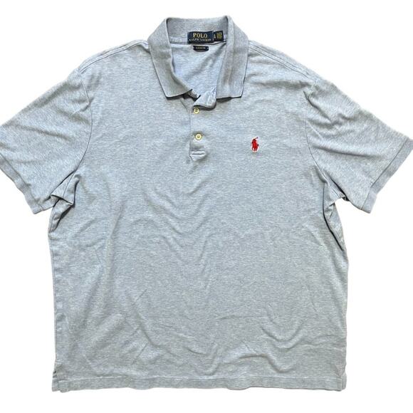 POLO RALPH LAUREN Classic Fit Short Sleeve Polo Shirt in Blue Heather SZ XL - Picture 1 of 8